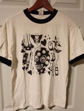 Augusta Sportswear White Ringer Tee with Black Graphic Art